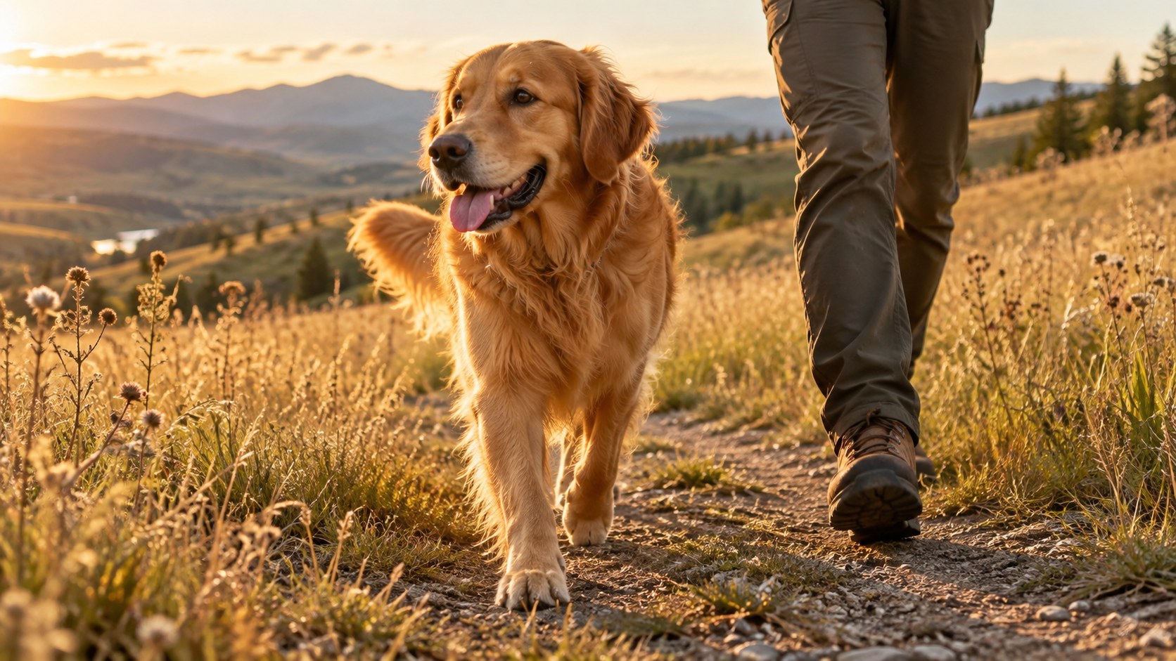 A golden retriever outdoors